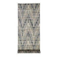 4'x12'4" Zigzag with Graph Design Silk and Textured Wool Wide Runner Rug R66518