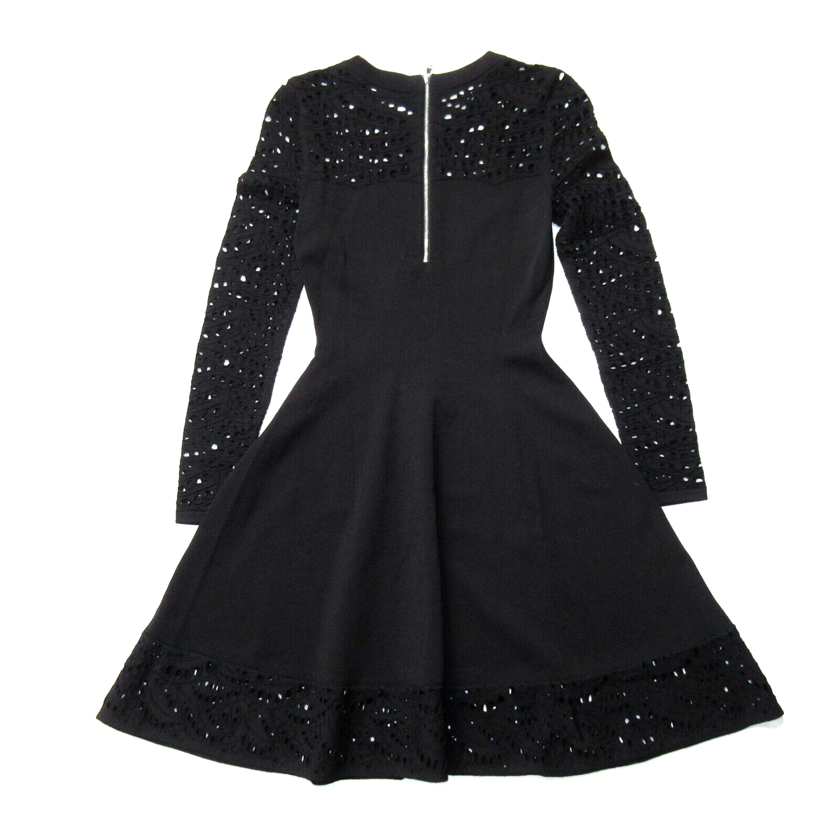 Milly Womens Knit Lace Pointelle Flare A-Line Dress Black Size P Milly Womens Knit Lace Pointelle Flare A-Line Dress Black Size P