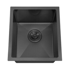 15 In. Undermount Single Bowl 18-Gauge Nano Black Stainless Steel Scratch Resist