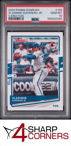 2020 PANINI DONRUSS #102 VLADIMIR GUERRERO JR. BLUE JAYS VARIATION PSA 10
