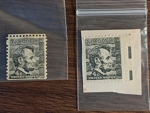 Rare US Abraham Lincoln Black 4 Cent Stamp (2) Both Used & Unused 1 Of Each MINT - Picture 6 of 7