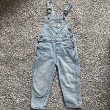 OshKosh B  gosh Girls Denim Overalls Straight Leg Sz 3T Heart pocket heart print