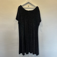 Yours Dress Womens Size 25 Black Sparkle Pullover Short Sleeve Round Neck Party
