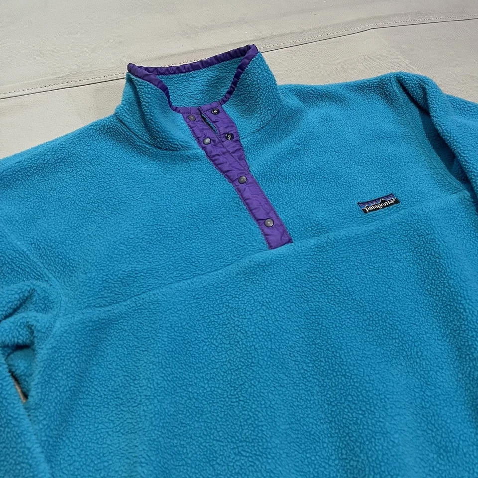 Chaqueta De Colección Años 90 PATAGONIA Polar Hombres Synchilla 1/4 Cremallera T Snap Aqua Teal EE. UU.-9/10- Foto 2 de 4