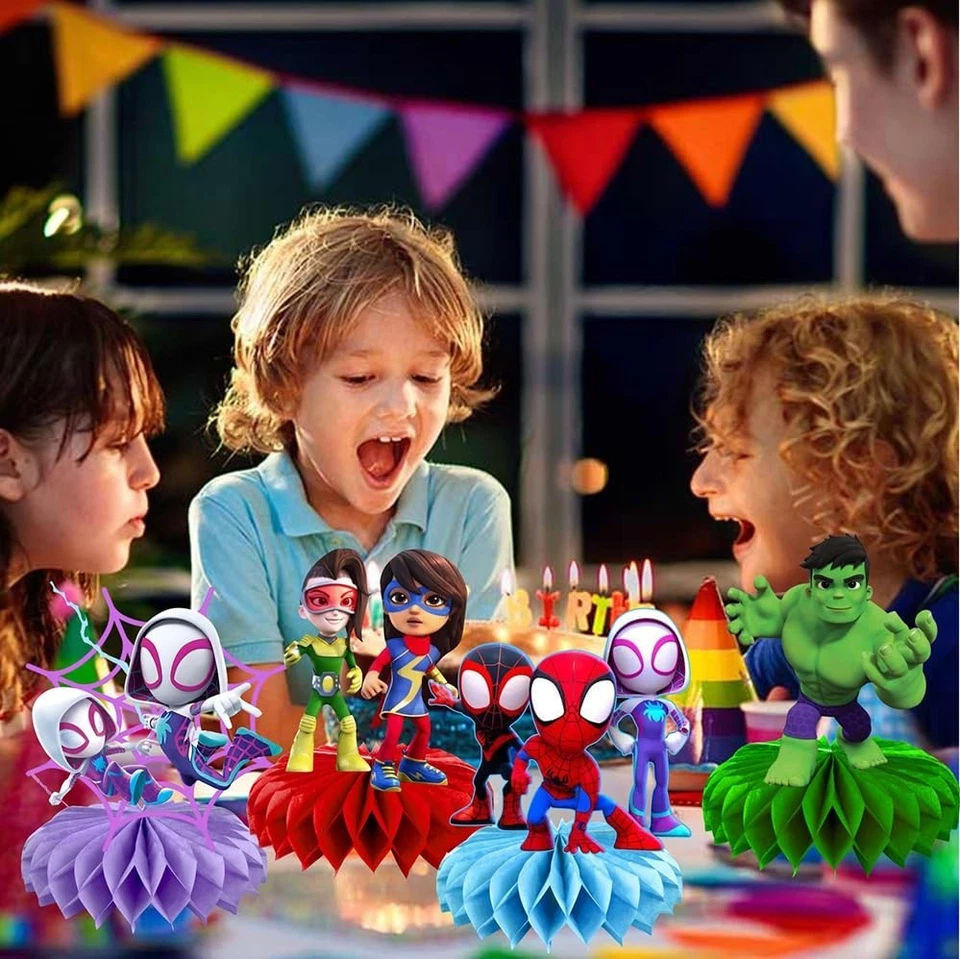 Centro de mesa de panal Spider and Friends, decoraciones de fiesta de cumpleaños para niños Foto 4 de 4