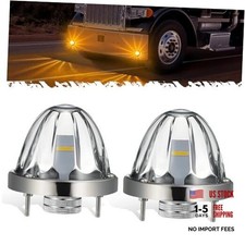 2Pcs Glass Watermelon Lights Patented Clear Lens LED Side Marker Turn Amber