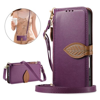 For Samsung Galaxy S26 Ultra S25 FE S24 S23 S22 Zipper Wallet Leather Strap Case