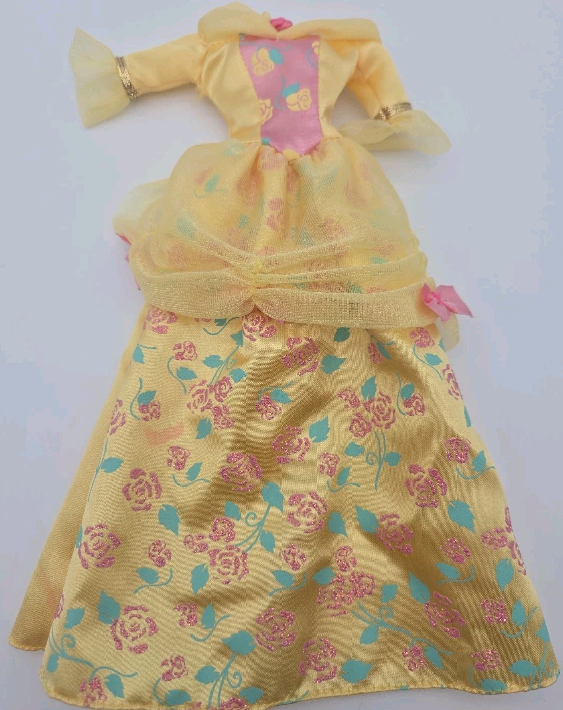 1995 Barbie Jewel Princess Fashions Dress - Yellow Pink Flowers- RARE