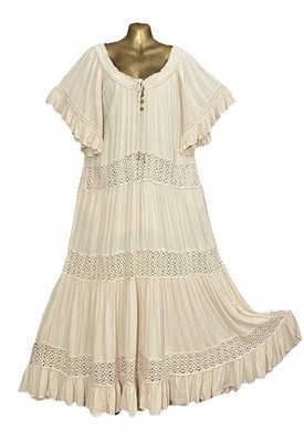 NWT FREE PEOPLE DREAM ON Tiered Maxi Dress Flared Sleeves Crochet Size S  Fits L | eBay