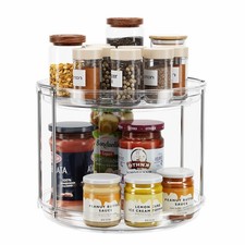2 Tier Lazy Susan Turntable Organizer 9.25'' Rotating Spice Rack Organization