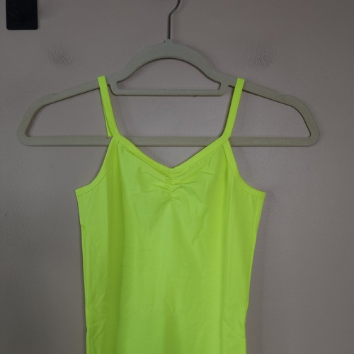 American Apparel Cotton Spandex Jersey Youth Unitard Neon Heather Yellow Size 8 - Picture 2 of 10