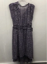 Simply Vera Vera Wang Women's Purple Abstract Ruffle High-Low Dress L NWT