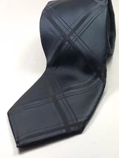 CROFT & BARROW Men's Tie Black on Black Plaid Necktie NEW