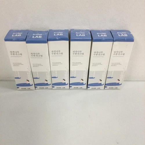 LOT OF 6 Round Lab Birch Juice Moisturizing Sunscreen Cream SPF 50+ PA+++ 50-ml