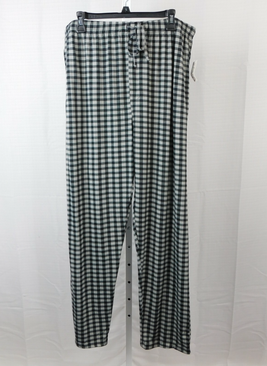 Open Trails Men's Flannel Pajama Pants Black-Gray Plaid Large #826
