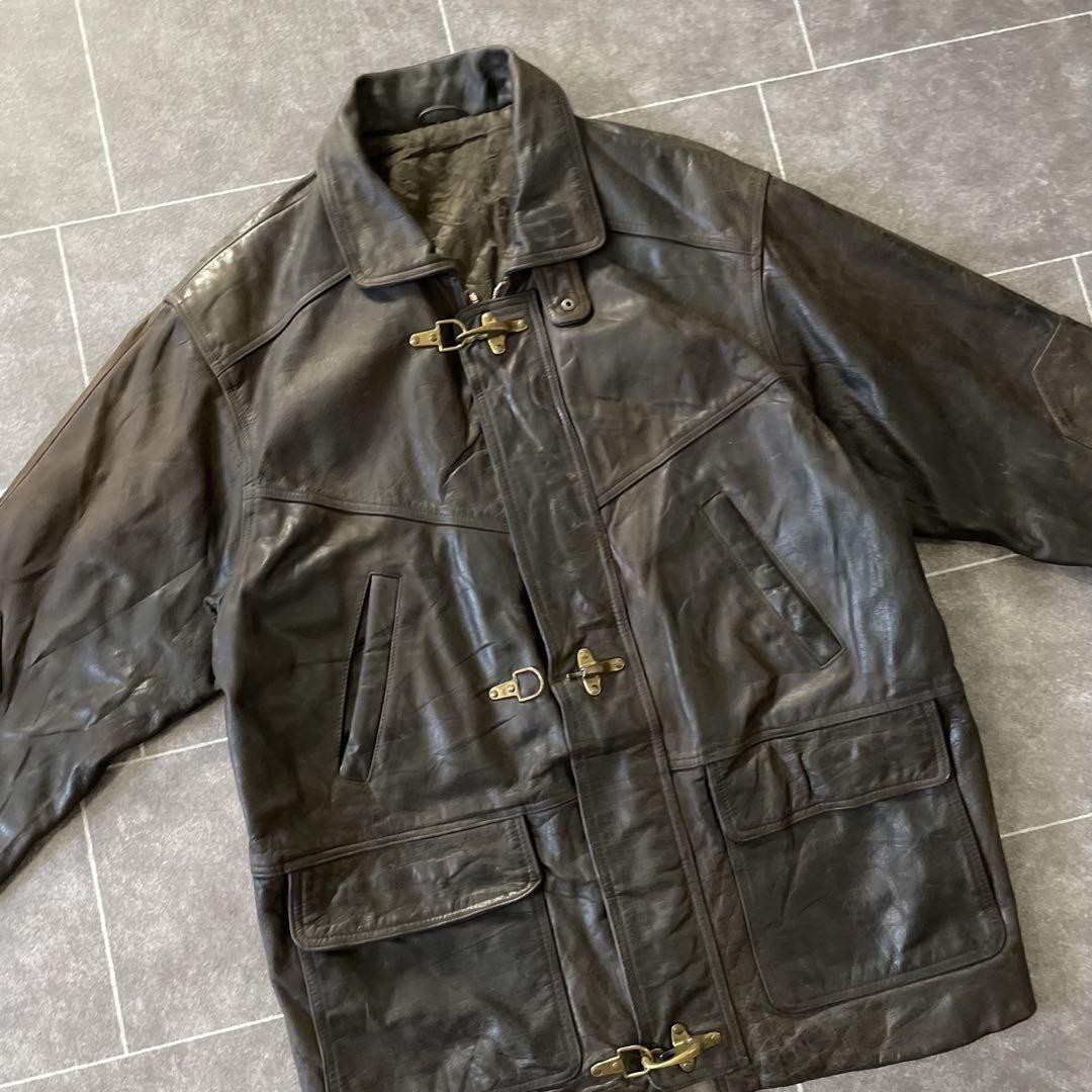 Leather Fireman Jacket 80-90'S Vintage Euro Genuine | eBay
