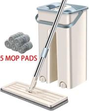 Hand Mop with Bucket for Household Use, Wet & Dry Dual-Purpose Flat Mop
