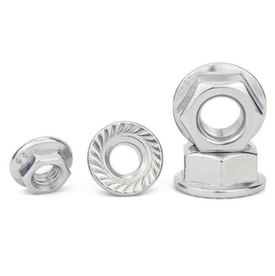M4,5,6,8,10,12 Hex Serrated Flange Nuts DIN6923 Flanged Nut - SUS201 Stainless