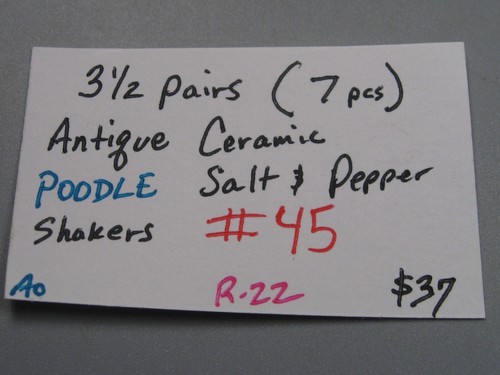 3½ Pairs (7 Pieces) Antique Ceramic POODLE Salt & Pepper Shakers.  #45 - Bild 24 von 24