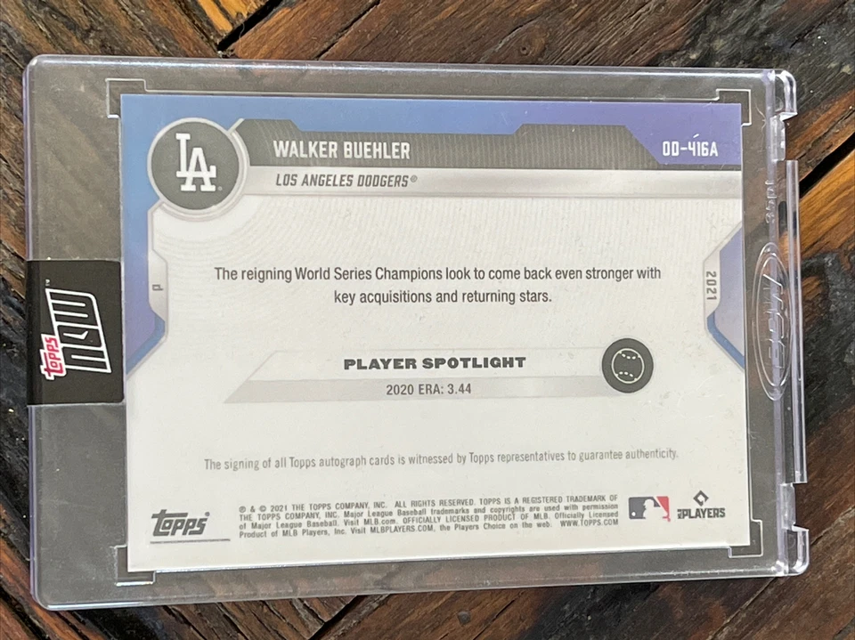Walker Buehler 2021 Topps Now Road To Opening Day Auto #/99 Dodgers Autograph - Image 2 of 2