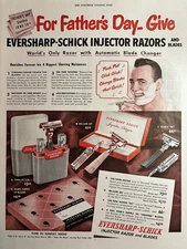 1949 Eversharp Schick Injector Razor Blades Fathers Day Twin Vintage Print Ad