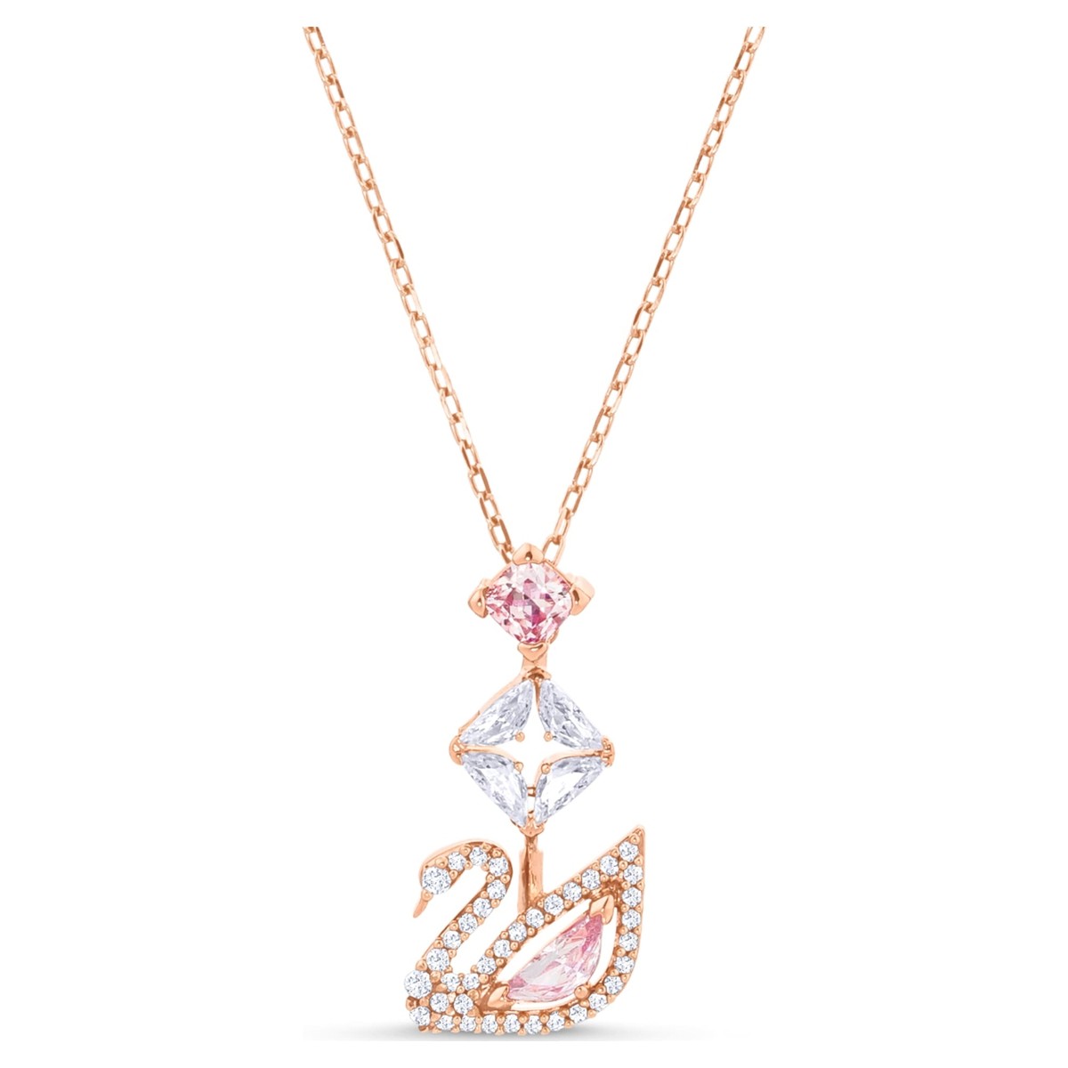 Swarovski Swan Pendant Necklace Swan, Pink, Rose Gold-Tone Plated