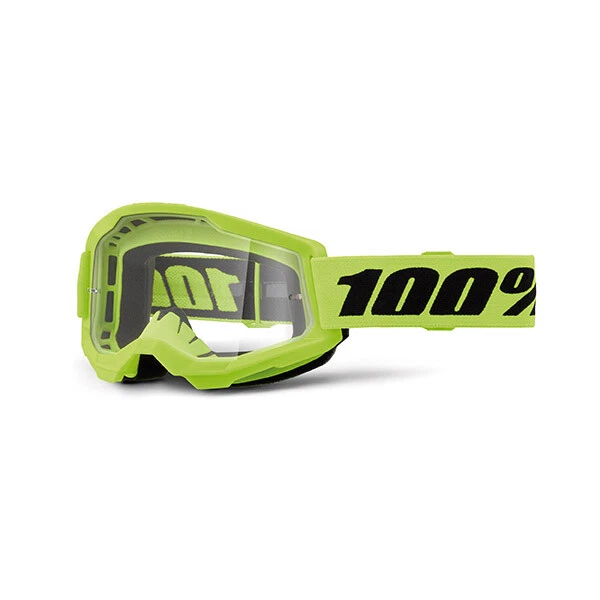 SGR OCCHIALI DA CROSS ENDURO 100% STRATA 2 NEON YELLOW TRASPARENTI