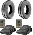TWO 3.50-6 Tri-Rib 3-Rib Tractor Three Rib Front Tires & Tubes-4PR Heavy Duty