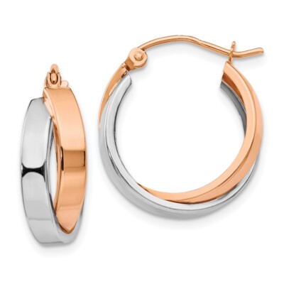 Echte ovale Creolen 14kt Rot- und Weißgold poliert