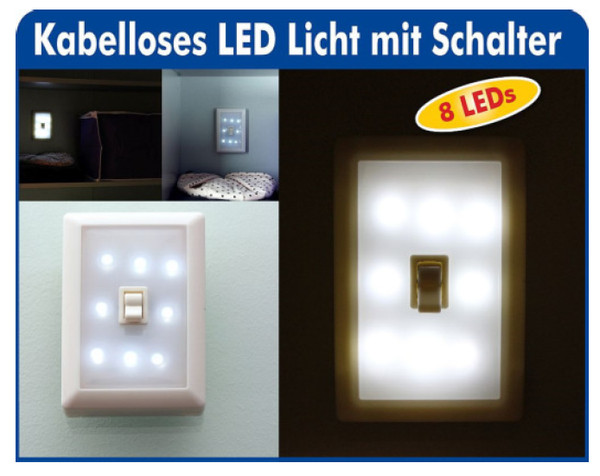 Led Licht Leuchte Wandlicht Nachtlicht Batterie Notlicht Schalter Schranklicht-image