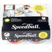 SPEEDBALL ® FABRIC SCREEN PRINTING STARTER SET - YELLOW BLUE RED BLACK 4 OZ EACH