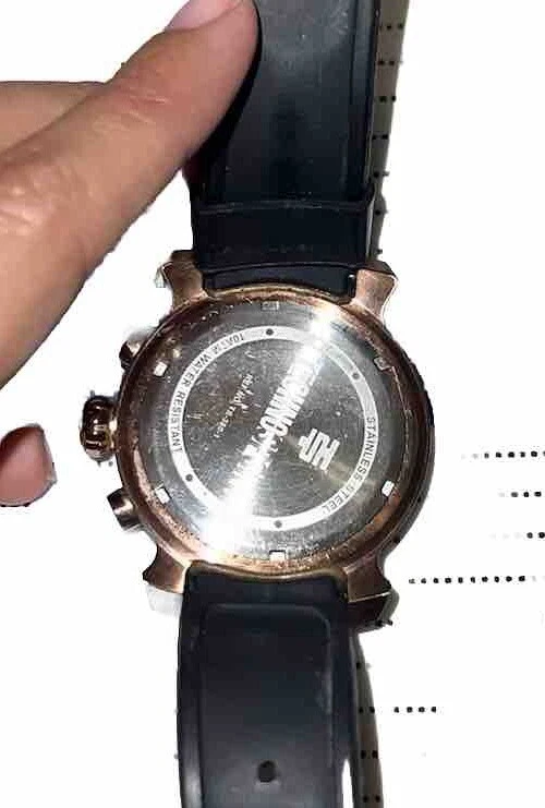 Часы хронограф унисекс беговые TechnoSport золото нержавеющая сталь большой циферблат - Изображение 4 из 4