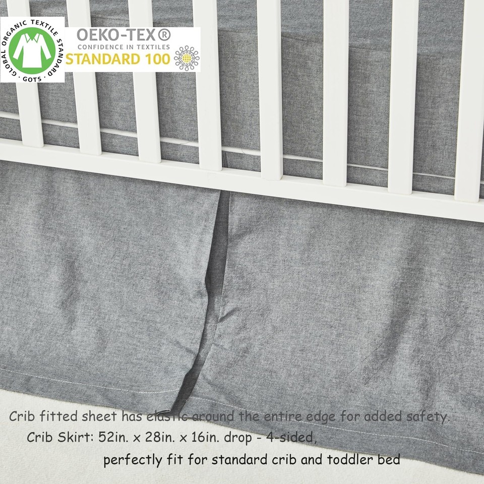 Gender Neutral Baby Crib Bedding Set 3 Pieces 100 Washed Cotton Like
