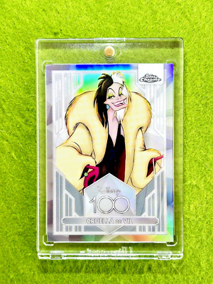 Disney 100 REFRACTOR CRUELLA de VIL SP Card 2023 Topps Chrome 101