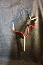 Vtg Texas State Outline Shape Style Dinner Bell Red White & Blue Metal 9" Tall