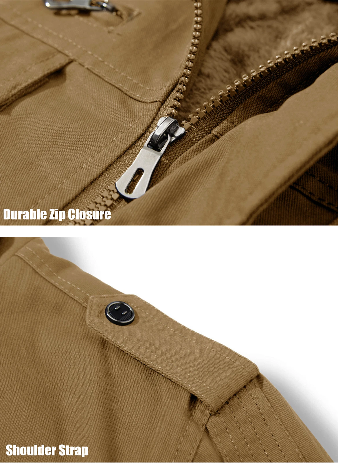 Men's Winter Thermal Fleece Lined Bomber Jacket Outdoor Hiking Casual Work Coats image 5