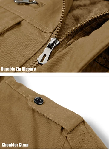 Men's Winter Thermal Fleece Lined Bomber Jacket Outdoor Hiking Casual Work Coats image 5