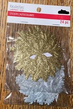 Recollections Snowflakes Snow Flakes Value Pack 24Pc CHRISTMAS Glitter Stickers
