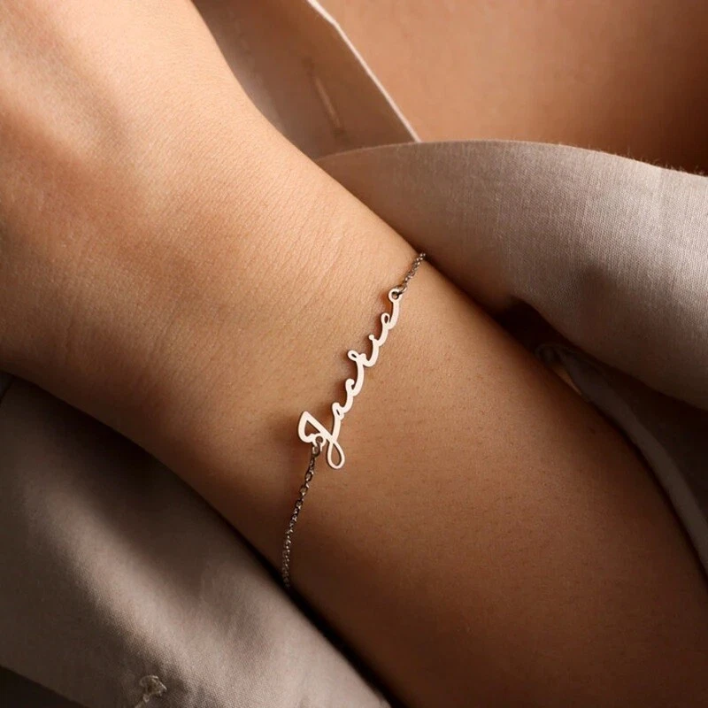 Stainless Steel Personalized Name Bracelet Jewelry Gift Gold