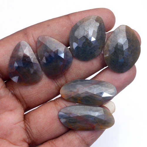 3 Pairs Natural Sapphire Untreated 6 Pcs Rose Checker Cut Loose Gemstones Lot - Picture 2 of 5
