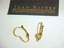 VINTAGE JOAN RIVERS STAMPED GOLD UNSET ROUND PAD LEVER BACK EARRINGS J26