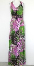 Luxology Maxi Dress Sleeveless Stretch Tropical Multi-Color V-Neck Size M