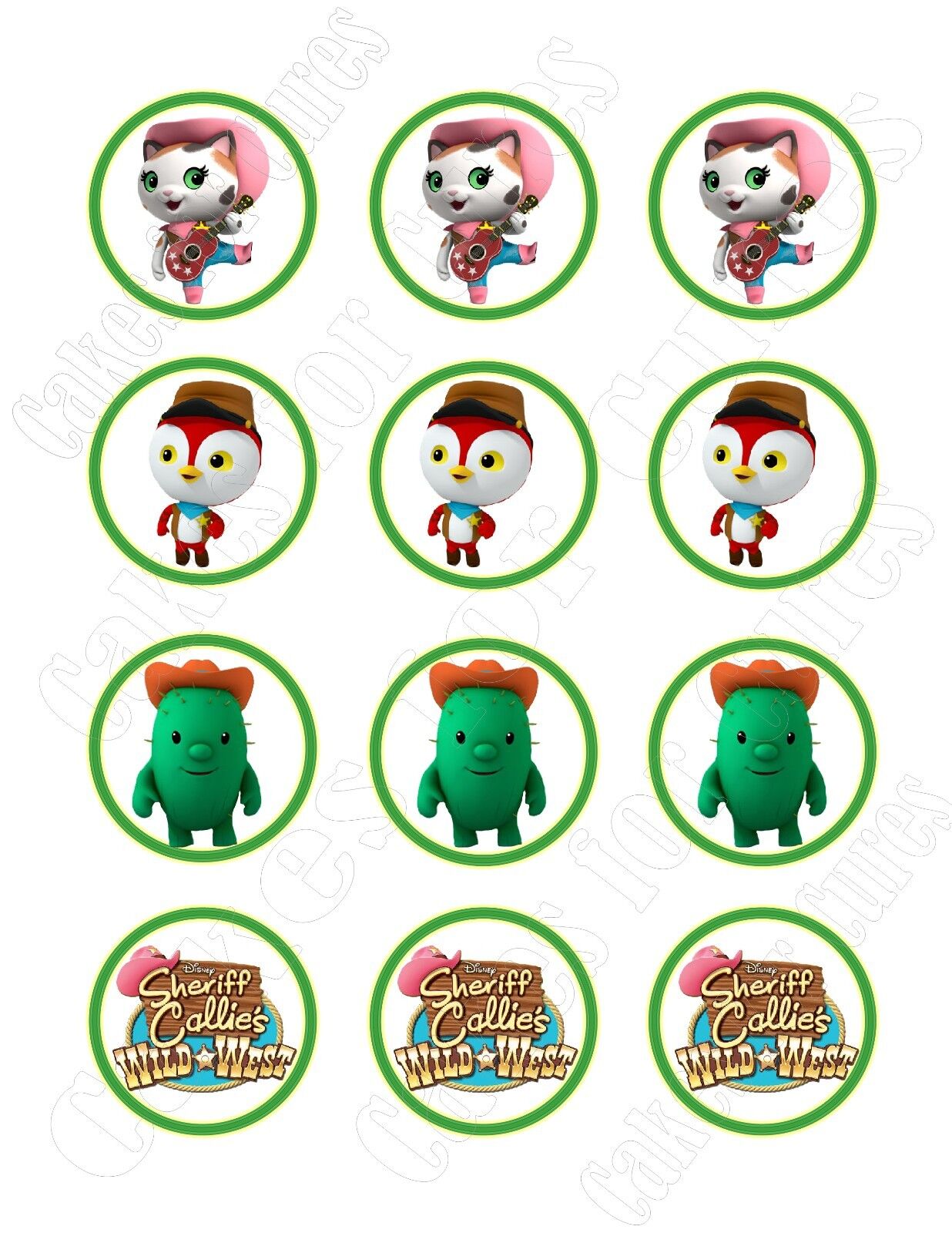 Sheriff Callie's Wild West party edible cupcake toppers frosting