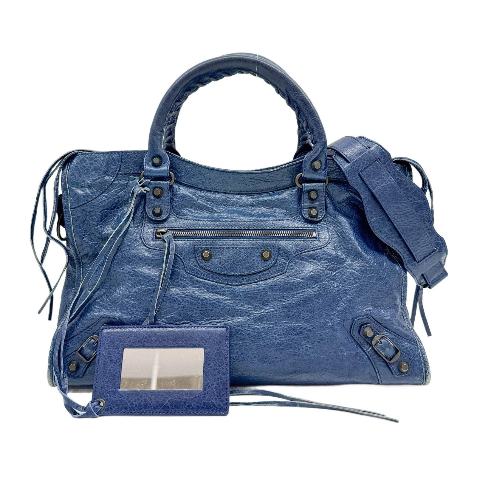 Balenciaga — BALENCIAGA The City Blue Leather Two Way Bag