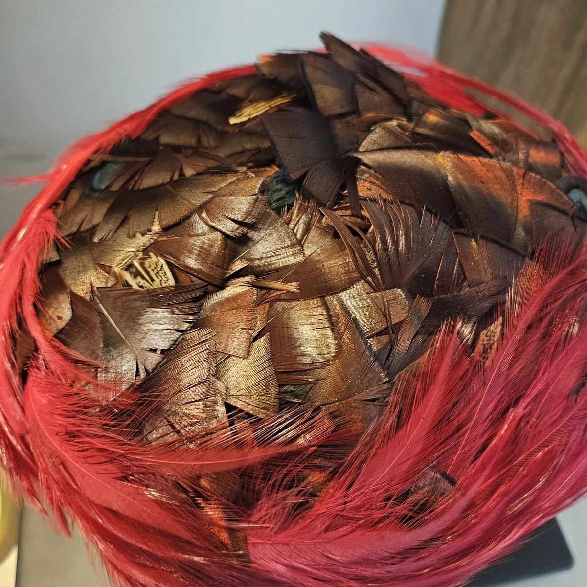 Vintage Ruwak Phipps Feather Mesh Pillbox Hat Brown Satin Ribbon Bow 1940s 40s Feather Pillbox 1960s Vintage Hats for Women for sale | eBay main image 4
