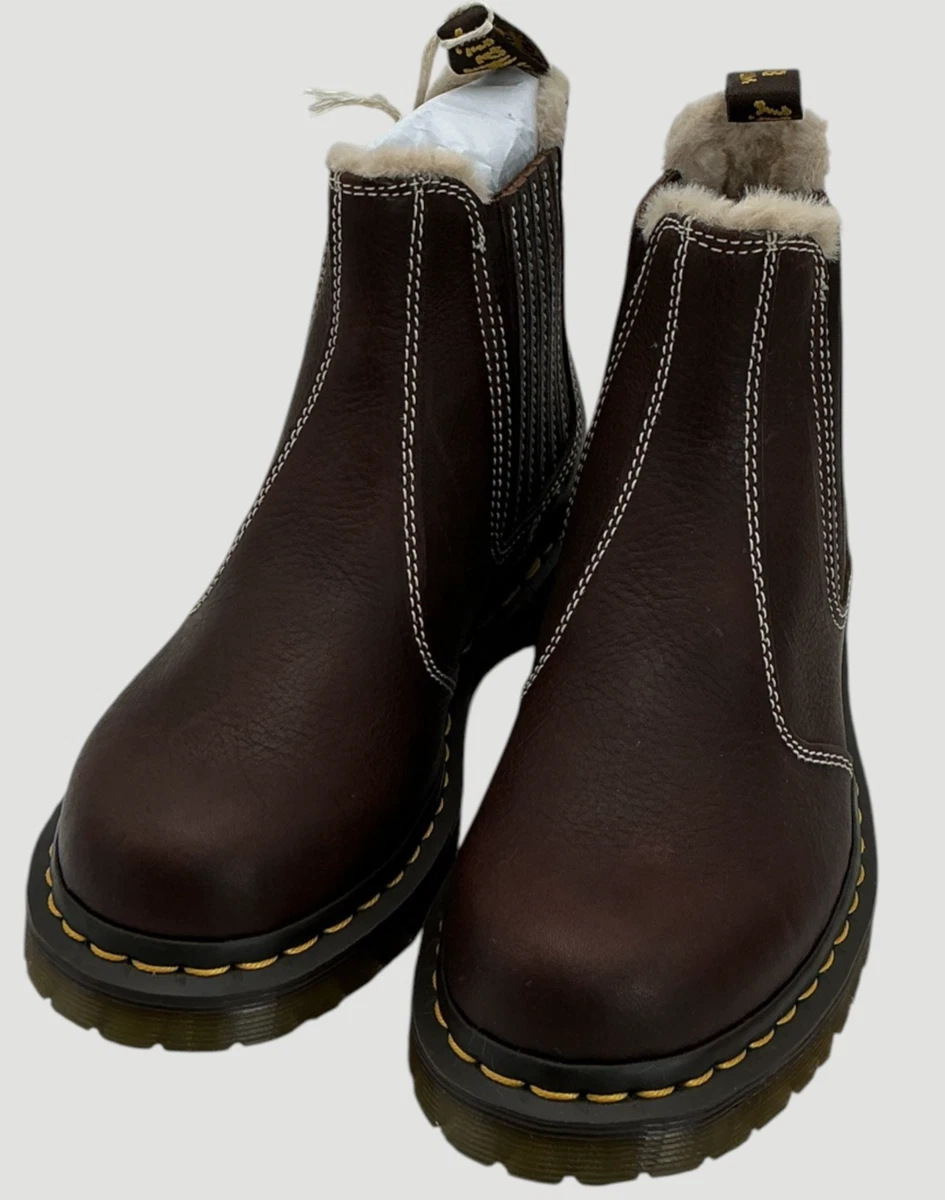 Dr Martens  Brown Leather Chelsea Boot with Shearling Collar 2976 Women main image 2