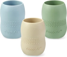 PandaEar 3 Pack 100% Tiny Silicone Drinking Training Cup for Blue/Green/Tan 