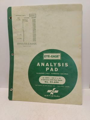 Vintage Eye-Ease National Analysis Pad No. 45-606 National - 11x8.5 - 6 Columns 