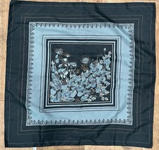 Vintage 1976 Totes Rain Scarf Black Floral Scarf Bandana Made in Japan