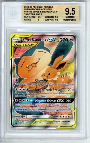 BGS GEM MINT 9.5 Pokemon TCG Eevee & Snorlax GX SM169 Sm Holo Black Star Promo
